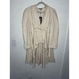 Scarlet Darkness Medieval Renaissance Beige Long Sleeve Hi Low Cut Back Top XL